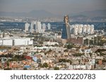 Beautiful view from Torre Latinoamericana in Ciudad de Mexico. Cityscape with beautiful blue sky.