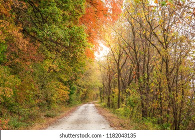 Beautiful View Of A Trail Along The Missouri River Bluffs In The Fall