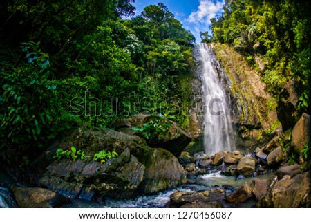 Beautiful view of Tunan Waterfall in Manado, North Sulawesi, Indonesia.
