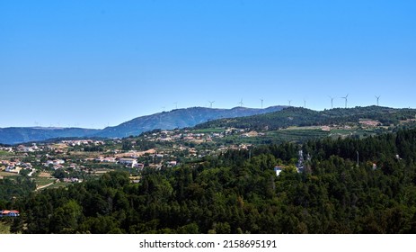A beautiful view of Wind turbines in Lamego, Portugal