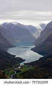 Beautiful View(landscape) From The Top Of Via Ferrata Loen Norway In Autumn