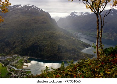 Beautiful View(landscape) From The Top Of Via Ferrata Loen Norway In Autumn