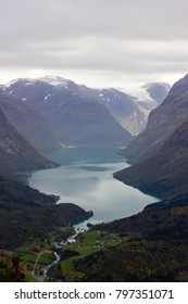 Beautiful View(landscape) From The Top Of Via Ferrata Loen Norway In Autumn