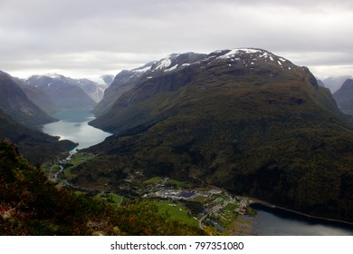 Beautiful View(landscape) From The Top Of Via Ferrata Loen Norway In Autumn