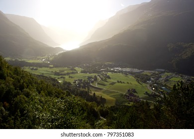 Beautiful View(landscape) From The Top Of Via Ferrata Loen Norway In Autumn