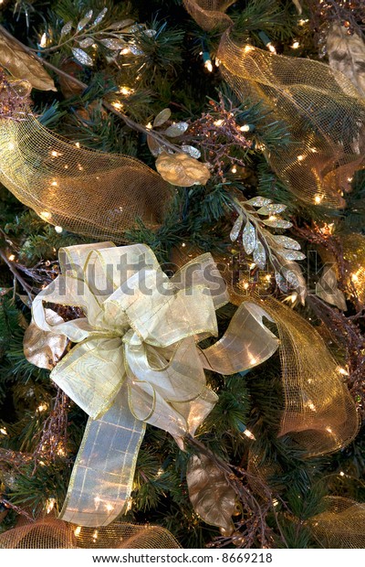 Beautiful Vignette Christmas Tree Decorations Puffy Royalty Free