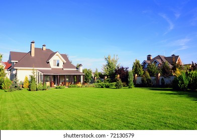 a beautiful village house with its garden