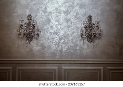 beautiful vintage room with vintage wall lamps. background for your work