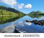 Beautiful, vivid water scenery of Jordan Pond in Acadia National Park, Maine