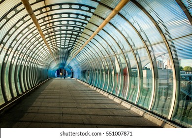 Beautiful Vortex like Pedestrian bridge showing vision and concept of architecture
one man walking down during in canary wharf of London with none around during covid-19, coronavirus pandemic - Powered by Shutterstock