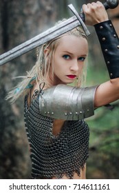 Beautiful Warrior Girl Sword Armor Model Stock Photo (Edit Now) 714611161