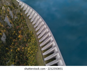 Beautiful Water Dam Landscape From Above, Renewable Energy