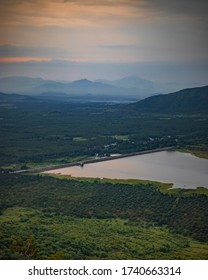 Beautiful Water Dam Top View, Amazing Landscape View, Tamilnadu, India