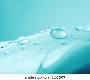 Schöner Wassertropfen auf blauem Hintergrund
