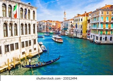 Beautiful water street - Grand Canal in Venice, Italy - Powered by Shutterstock