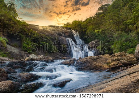 beautiful waterfall, bakers fall nuweraeliya srilanka