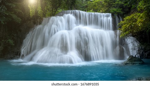 Beautiful waterfall in deep forest at Thailand.