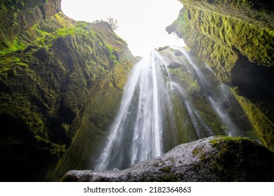Beautiful Gljúfrabúi waterfall in Iceland