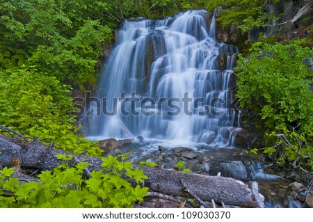 A Beautiful Waterfall At Mt Rainer