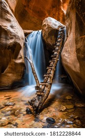 Beautiful Waterfall In A Utah Slot Canyon