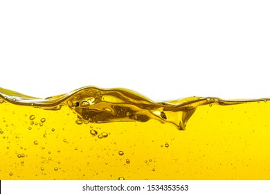 Beautiful wave of high viscosity of base oil and air bubble inside the oil isolated on white background. Used in automotive and industrial application. Used as wallpaper, industrial concept