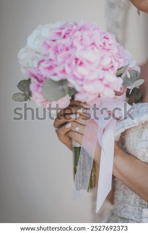 Similar – Image, Stock Photo Hand holding white peony,  minimalist grey background