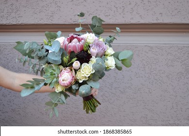 Beautiful Wedding Bouquet With Protea.