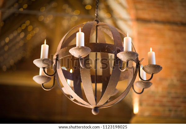 Beautiful Wedding Candles Old Rustic Barn Stock Image Download Now