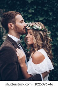 Beautiful Wedding Couple Kissing