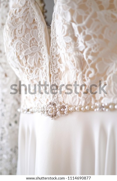 Beautiful Wedding Dress Lace Pearls Concept Stock Photo Edit Now