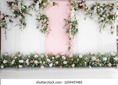 Beautiful wedding flower backdrop For taking pictures. - Shutterstock ID 1659437485