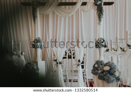 Beautiful Wedding with Flower Blue White for background and wallpaper