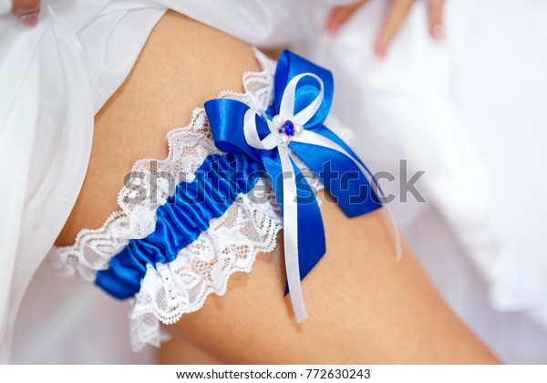 Beautiful Wedding Garter On Leg Bride Stock Photo Edit Now 772630243