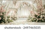 Beautiful wedding stage decorated with flowers