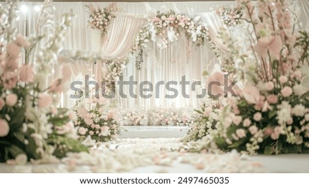 Beautiful wedding stage decorated with flowers