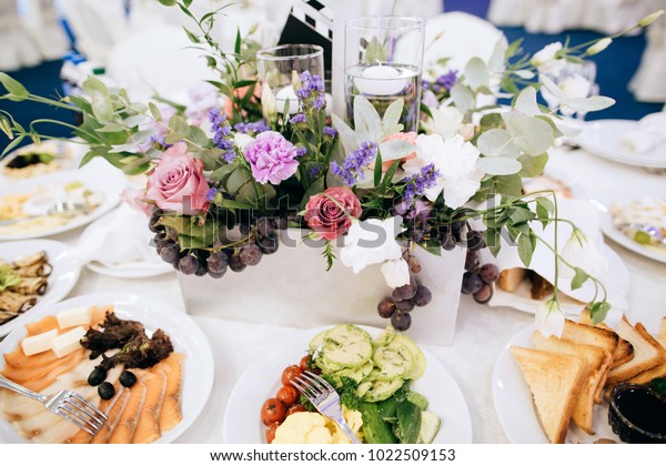 Beautiful Wedding Table Set Decoration Fresh Royalty Free Stock