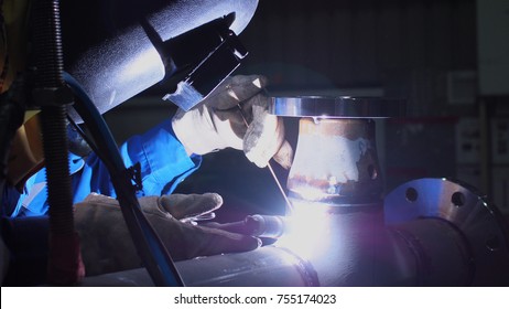 Beautiful Welder Welding Process Gtaw Tigwelding Stock Photo 755174023 ...