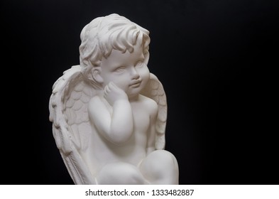 Beautiful White Angel On Black Background Stock Photo 1333482887 ...