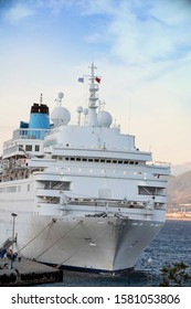 Beautiful white giant luxury cruise ship