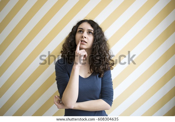 Beautiful White Girl Dark Curly Hair Stock Photo Edit Now 608304635