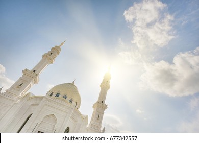 Beautiful White Mosque In The Sunlight