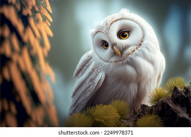 A beautiful white owl in nature, close view
 - Shutterstock ID 2249978371