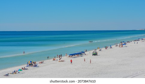 Beautiful  White Sand Beach Of Miramar Beach On The Gulf Of Mexico In South Walton, Florida