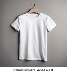 beautiful white t-shirt with hanger on white background mockup. High quality photo - Powered by Shutterstock