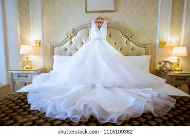 Beautiful White Wedding Dress Bride Indoors Stock Photo (Edit Now ...