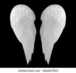 Beautiful white wings angel sculpture isolated on black background . - Shutterstock ID 1062627815
