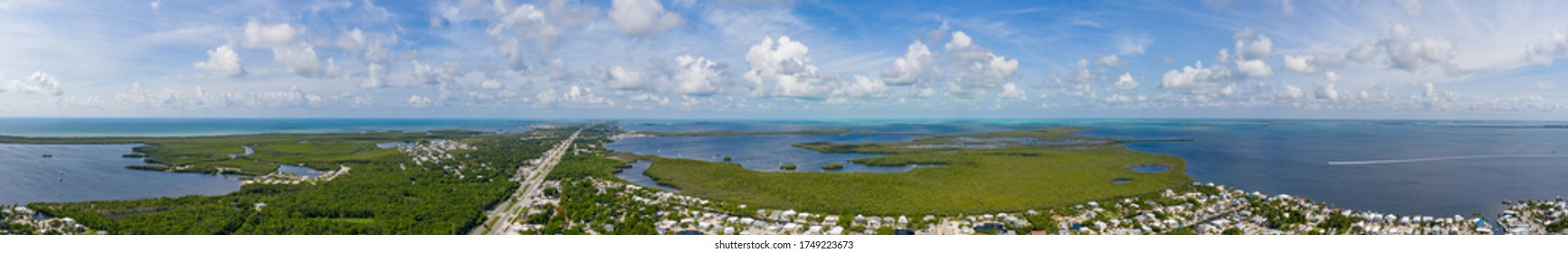 Beautiful Wide Panorama Of Key Largo Florida Overseas Highway