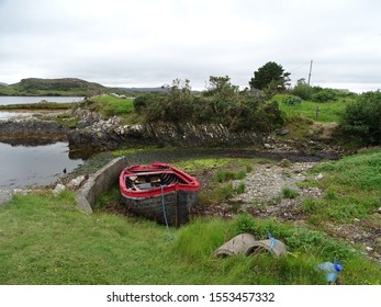 Beautiful Wild Irish Landscape ,boats ,green ,atlantic Way  ,Letterfrack ,Connemara ,Ireland