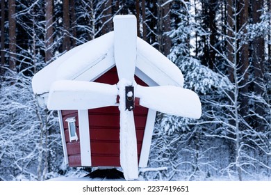 beautiful windmill in the winter landscape selektive focus - Shutterstock ID 2237419651