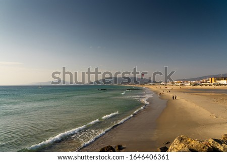 Similar – Evening view from above of the bay, the sandy beach and the old town of Sperlonga (southern Italy)